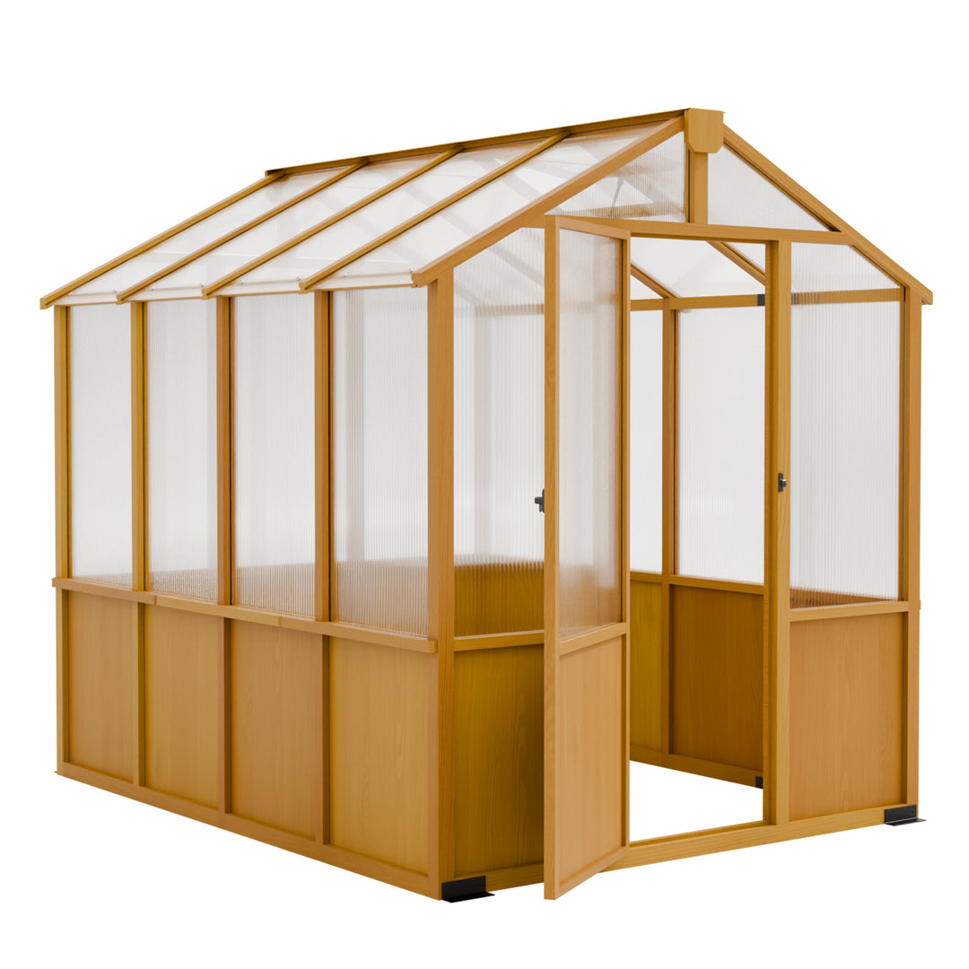 COOS BAY 6x8ft/6x10ft/6x12ft Cedar Wood Greenhouse with Roof Vents