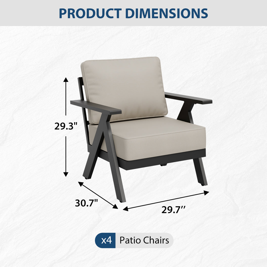 COOS BAY Iron Luxe Modern Outdoor Patio Chairs Set of 2/4
