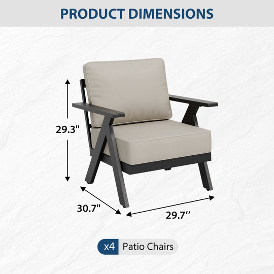 COOS BAY Iron Luxe Modern Outdoor Patio Chairs Set of 2/4