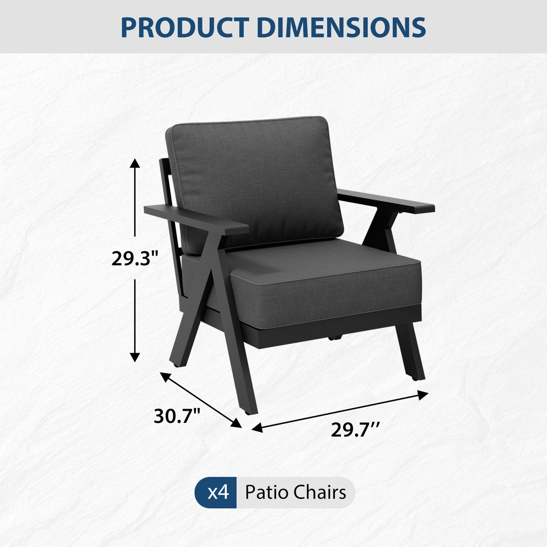 COOS BAY Iron Luxe Modern Outdoor Patio Chairs Set of 2/4
