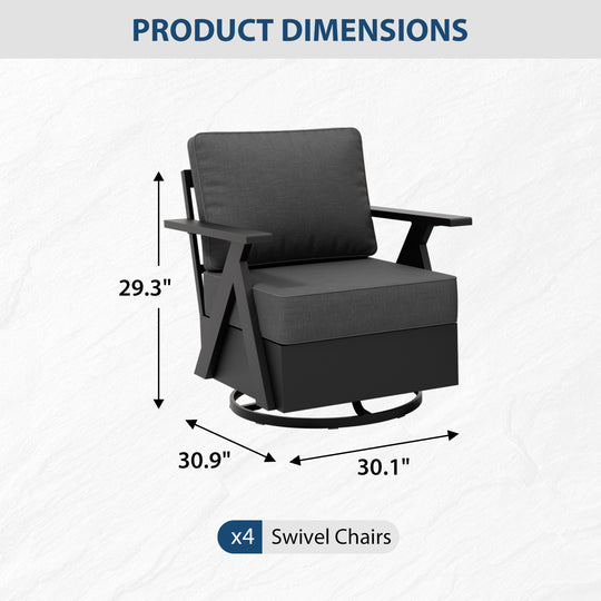 COOS BAY Iron Luxe Modern Outdoor Swivel Rocking Chairs Set of 2/4
