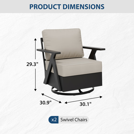 COOS BAY Iron Luxe Modern Outdoor Swivel Rocking Chairs Set of 2/4