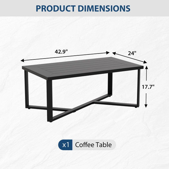 COOS BAY Iron Luxe Outdoor Coffee Table/ Side Table, Black