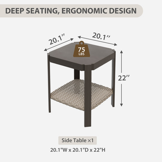 Rustic Hideaway Outdoor Patio Side Table, Beige/Brown
