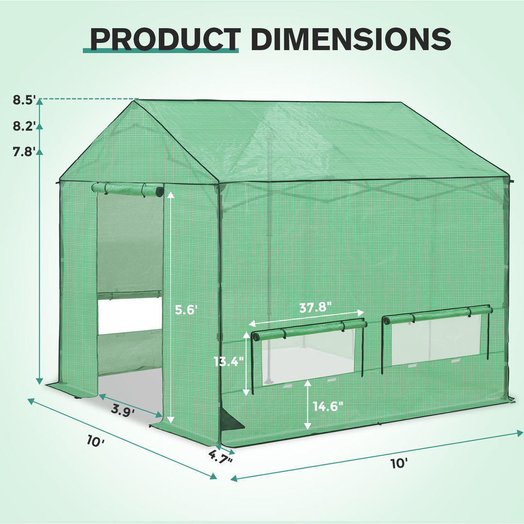 COOS BAY 6x6/ 6x8/8x8 /10x10/12x8 FT Pop Up Greenhouse with Power Access Openings