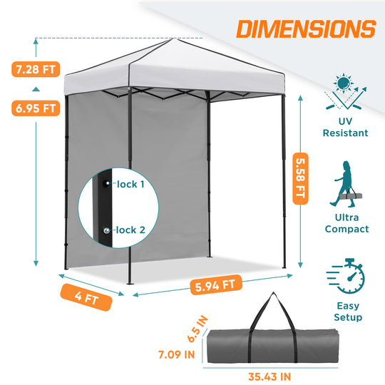 COOS BAY Pop Up Canopy Tent 6x4 with One Removable Sun Wall