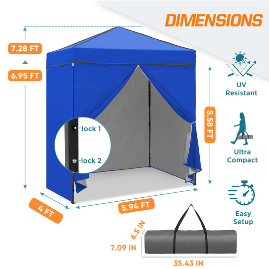 COOS BAY Pop Up Canopy Tent 6x4 with Four Removable Sun Walls
