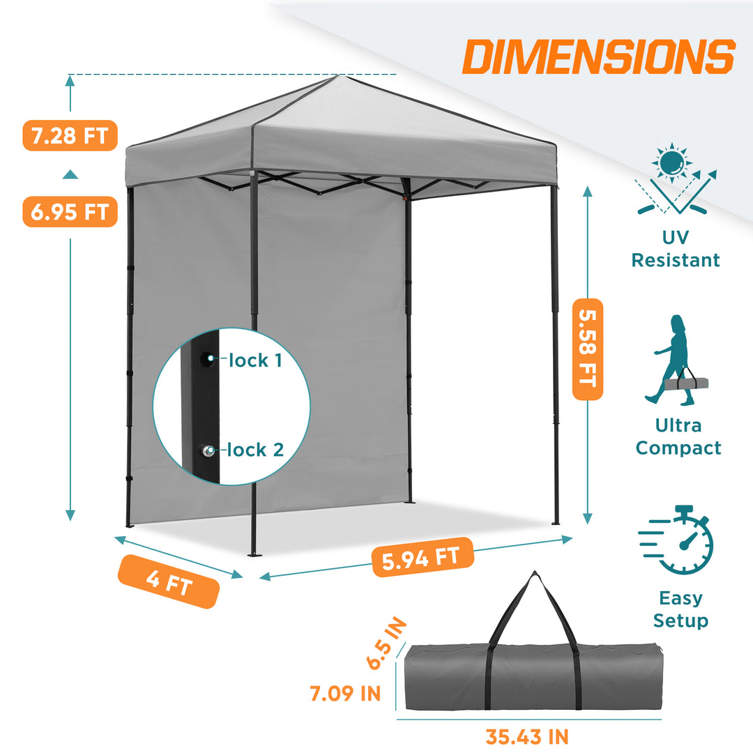 COOS BAY Pop Up Canopy Tent 6x4 with One Removable Sun Wall