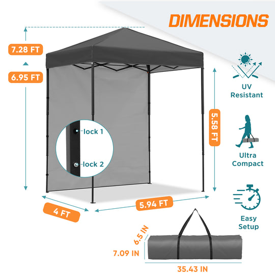COOS BAY Pop Up Canopy Tent 6x4 with One Removable Sun Wall