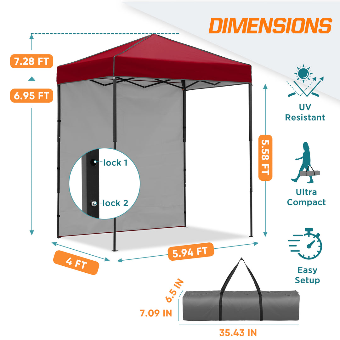 COOS BAY Pop Up Canopy Tent 6x4 with One Removable Sun Wall