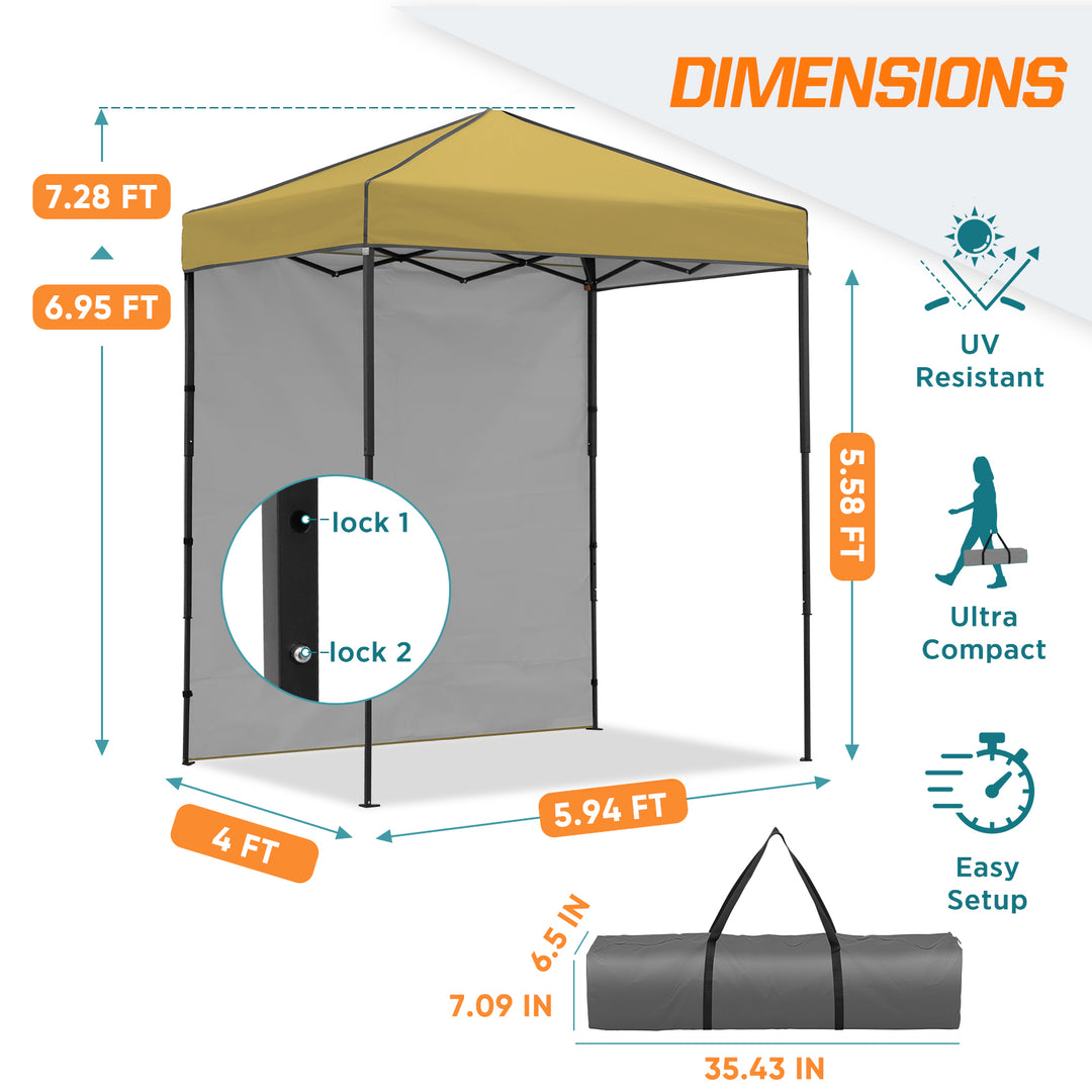 COOS BAY Pop Up Canopy Tent 6x4 with One Removable Sun Wall – COOS BAY Outdoors