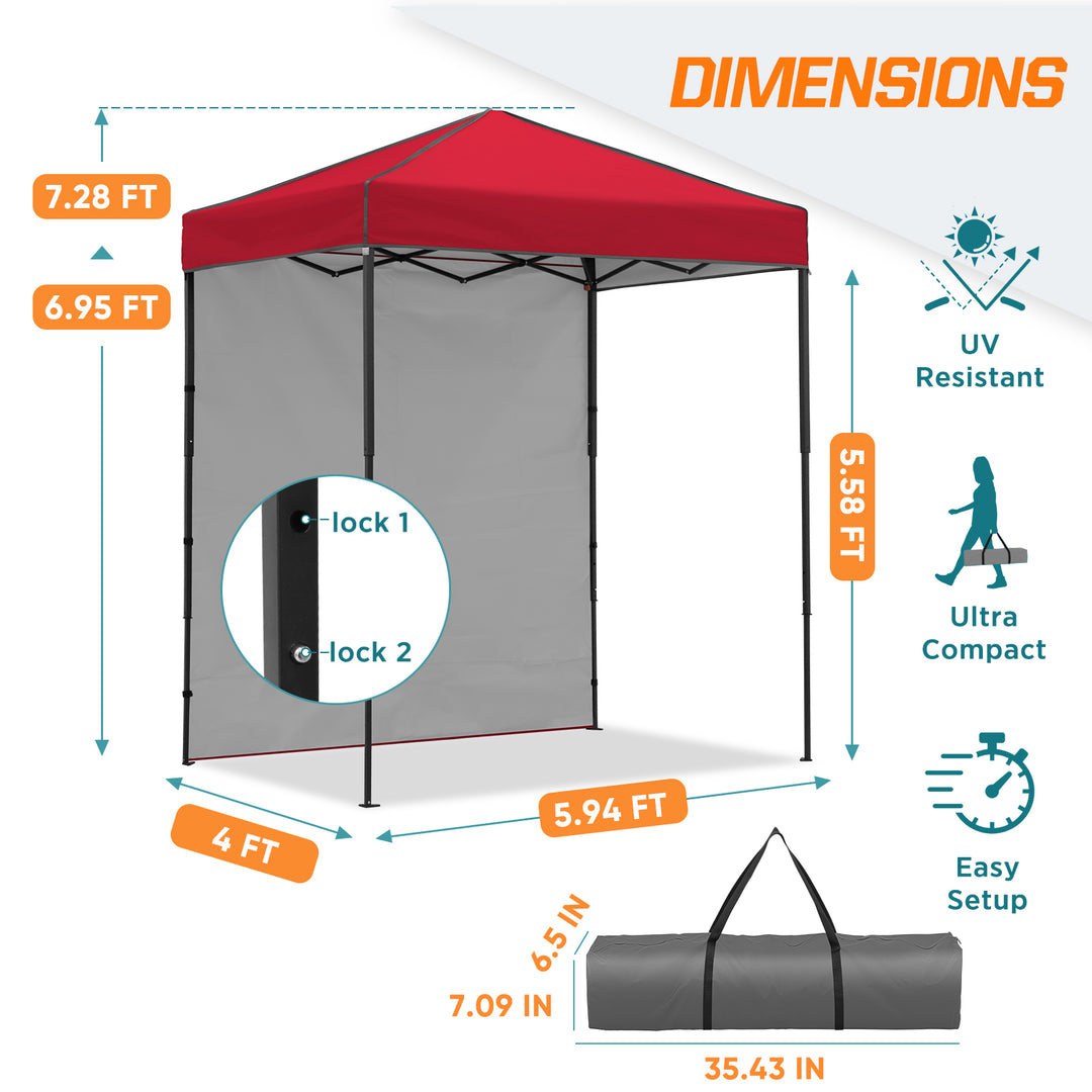 COOS BAY Pop Up Canopy Tent 6x4 with One Removable Sun Wall