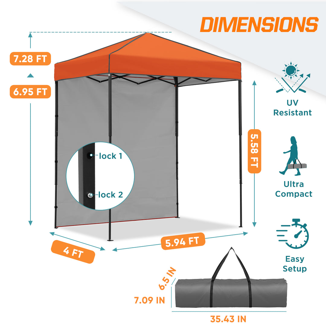 COOS BAY Pop Up Canopy Tent 6x4 with One Removable Sun Wall