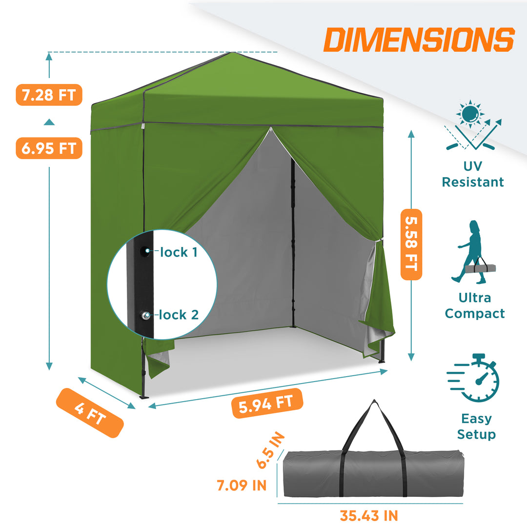 COOS BAY Pop Up Canopy Tent 6x4 with Four Removable Sun Walls