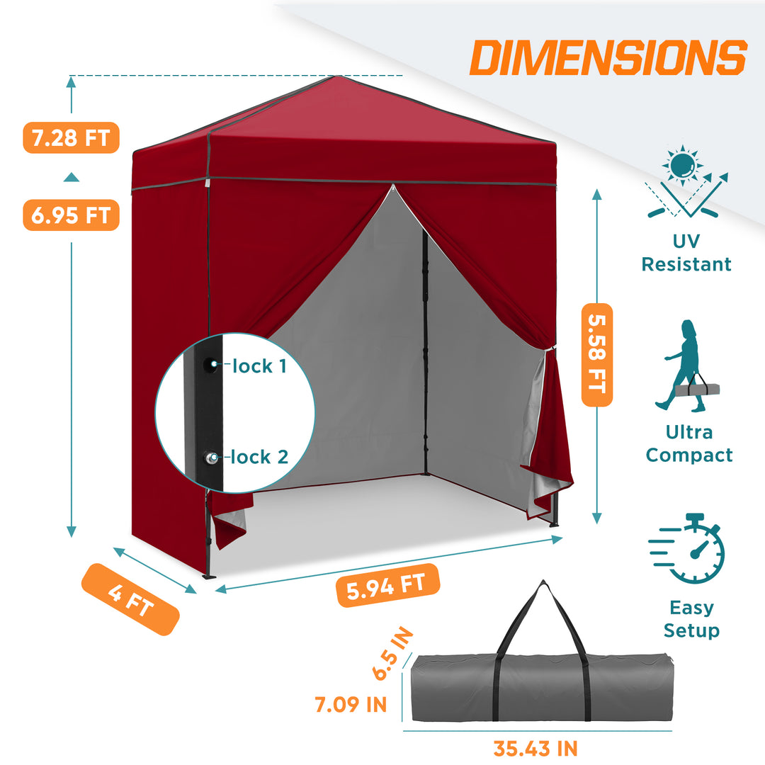 COOS BAY Pop Up Canopy Tent 6x4 with Four Removable Sun Walls