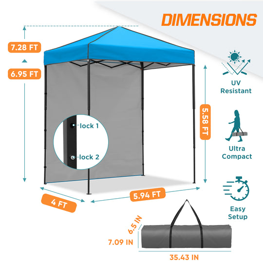 COOS BAY Pop Up Canopy Tent 6x4 with One Removable Sun Wall