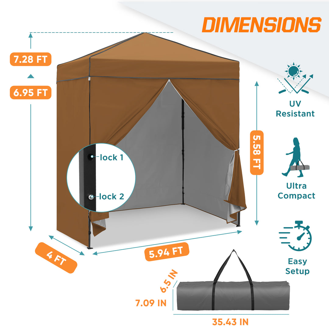 COOS BAY Pop Up Canopy Tent 6x4 with Four Removable Sun Walls