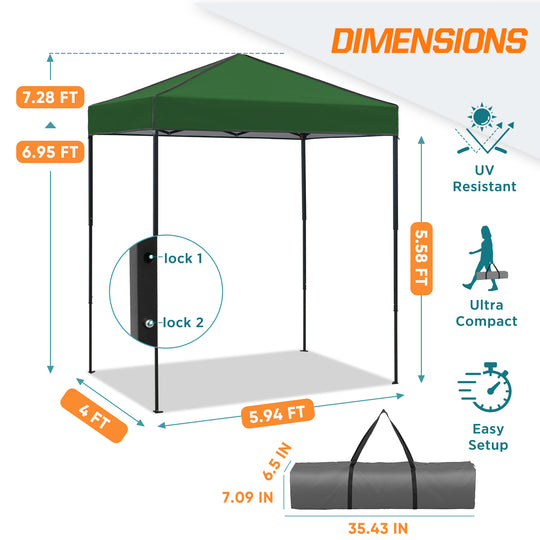 COOS BAY Pop Up Canopy Tent 6x4