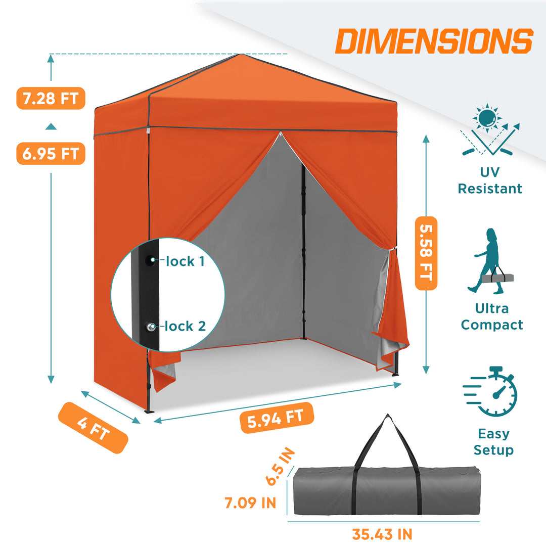 COOS BAY Pop Up Canopy Tent 6x4 with Four Removable Sun Walls