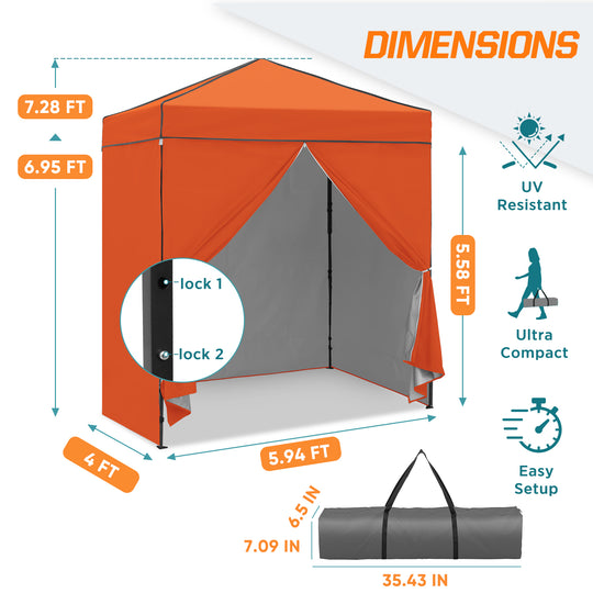 COOS BAY Pop Up Canopy Tent 6x4 with Four Removable Sun Walls