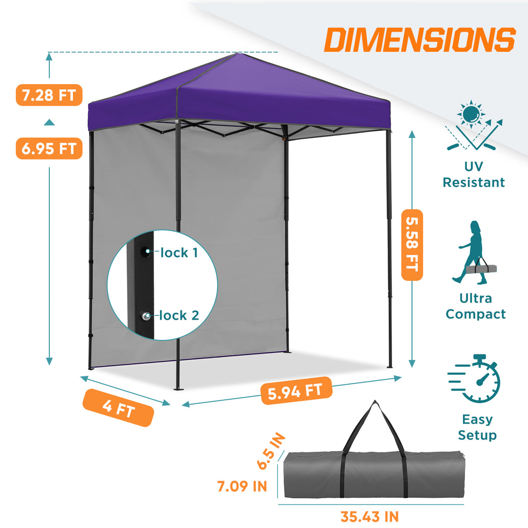 COOS BAY Pop Up Canopy Tent 6x4 with One Removable Sun Wall