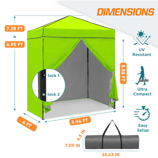COOS BAY Pop Up Canopy Tent 6x4 with Four Removable Sun Walls