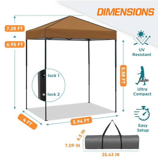 COOS BAY Pop Up Canopy Tent 6x4