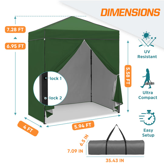 COOS BAY Pop Up Canopy Tent 6x4 with Four Removable Sun Walls