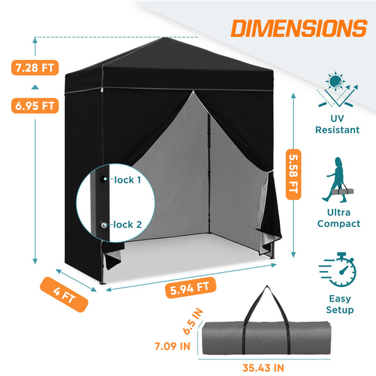 COOS BAY Pop Up Canopy Tent 6x4 with Four Removable Sun Walls