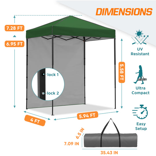 COOS BAY Pop Up Canopy Tent 6x4 with One Removable Sun Wall