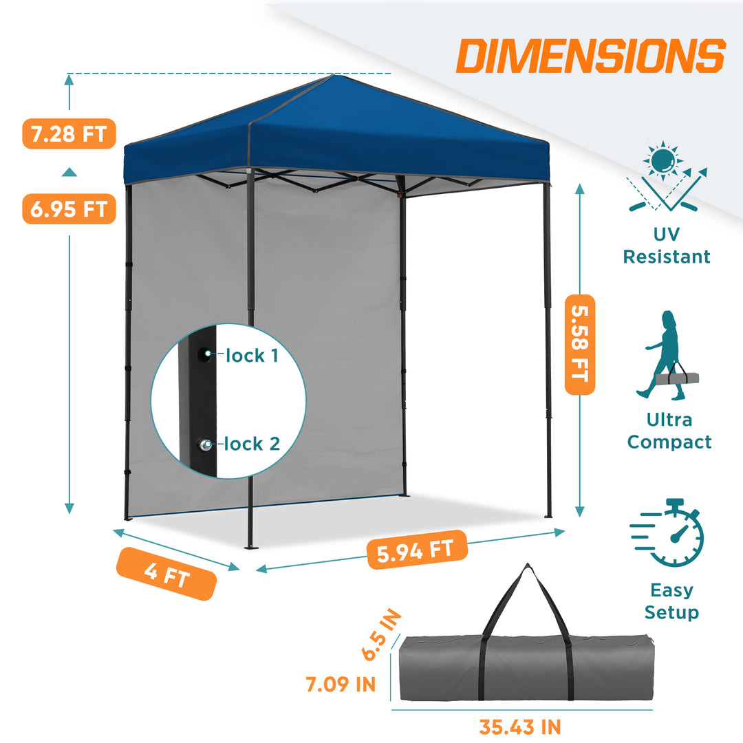 COOS BAY Pop Up Canopy Tent 6x4 with One Removable Sun Wall