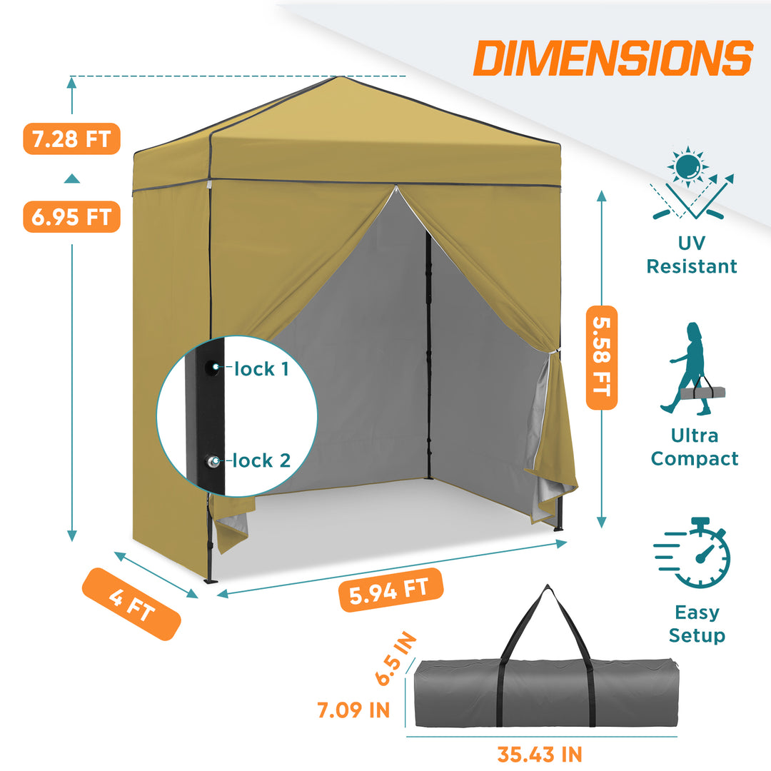 COOS BAY Pop Up Canopy Tent 6x4 with Four Removable Sun Walls