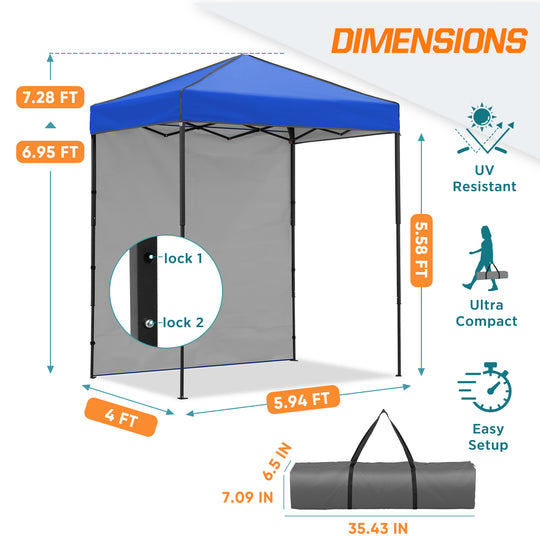COOS BAY Pop Up Canopy Tent 6x4 with One Removable Sun Wall