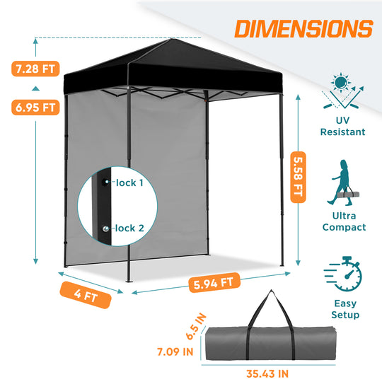 COOS BAY Pop Up Canopy Tent 6x4 with One Removable Sun Wall