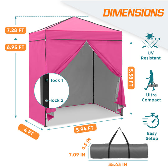 COOS BAY Pop Up Canopy Tent 6x4 with Four Removable Sun Walls