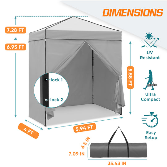 COOS BAY Pop Up Canopy Tent 6x4 with Four Removable Sun Walls