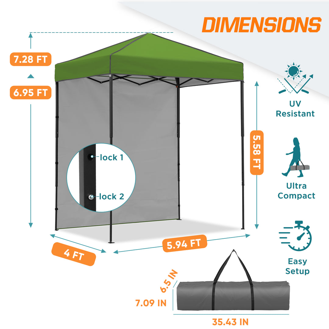 COOS BAY Pop Up Canopy Tent 6x4 with One Removable Sun Wall