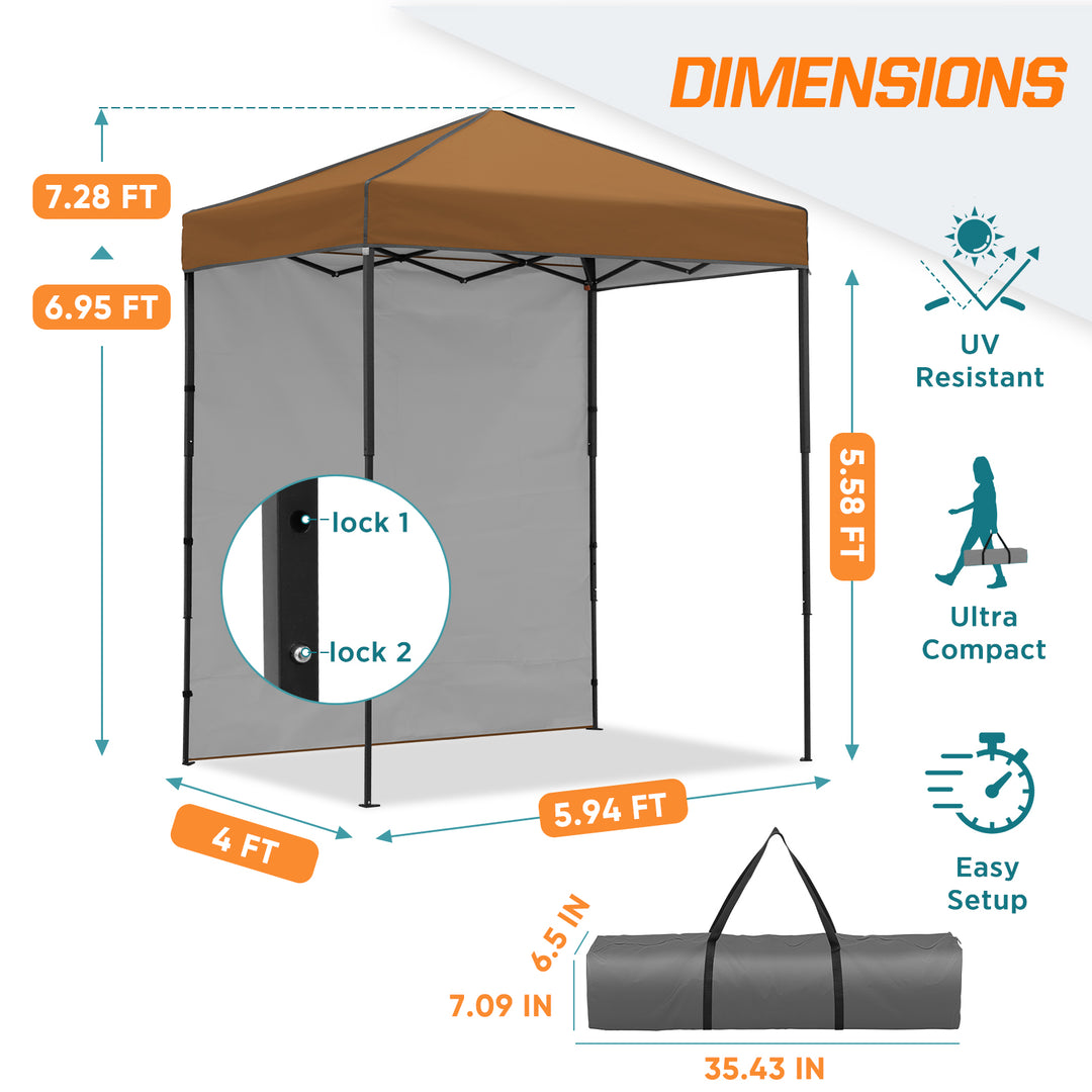 COOS BAY Pop Up Canopy Tent 6x4 with One Removable Sun Wall