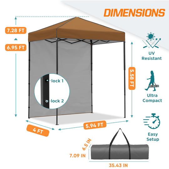 COOS BAY Pop Up Canopy Tent 6x4 with One Removable Sun Wall
