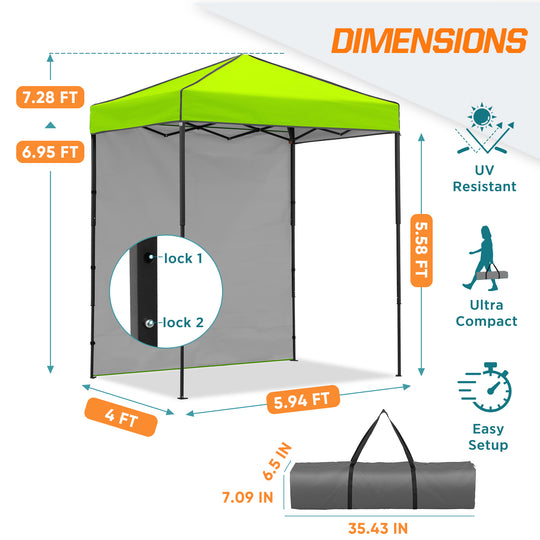 COOS BAY Pop Up Canopy Tent 6x4 with One Removable Sun Wall