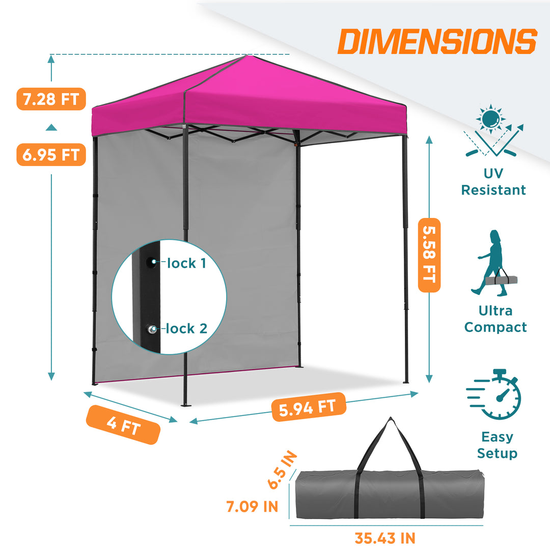 COOS BAY Pop Up Canopy Tent 6x4 with One Removable Sun Wall