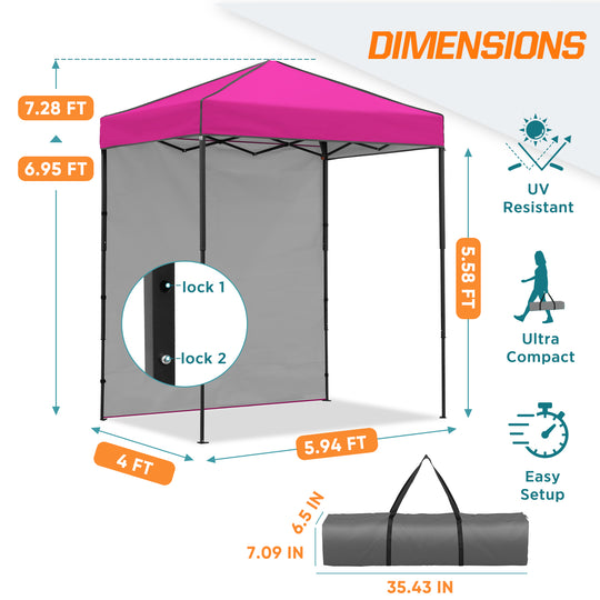 COOS BAY Pop Up Canopy Tent 6x4 with One Removable Sun Wall