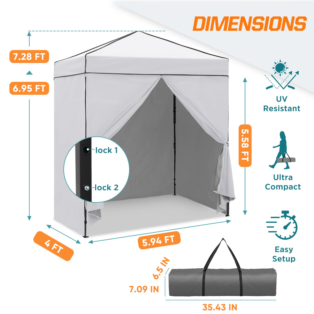COOS BAY Pop Up Canopy Tent 6x4 with Four Removable Sun Walls