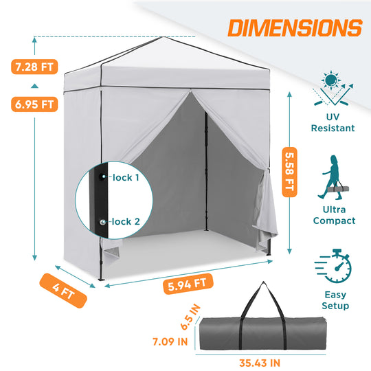 COOS BAY Pop Up Canopy Tent 6x4 with Four Removable Sun Walls