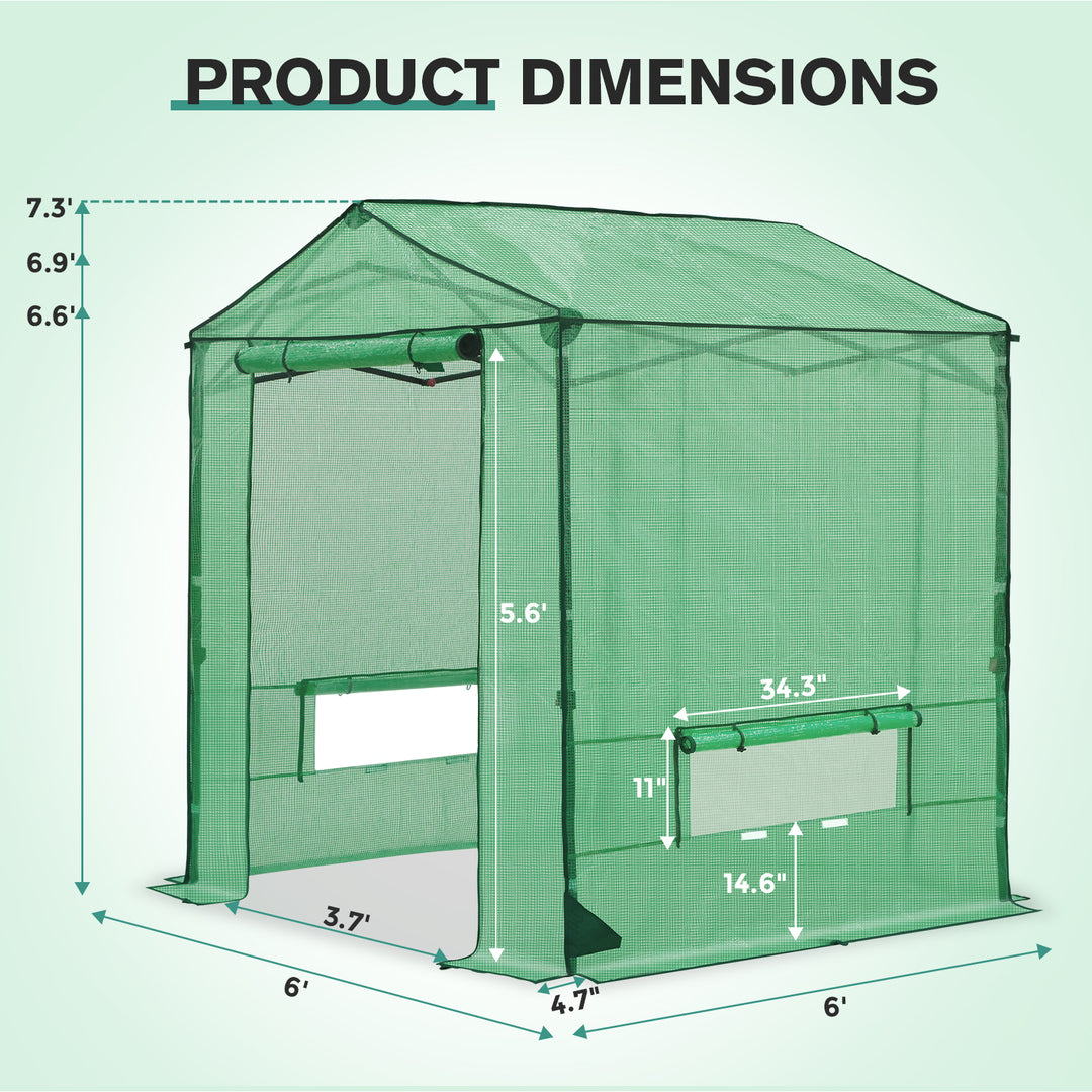 COOS BAY 6x6/ 6x8/8x8 /10x10/12x8 FT Pop Up Greenhouse with Power Access Openings