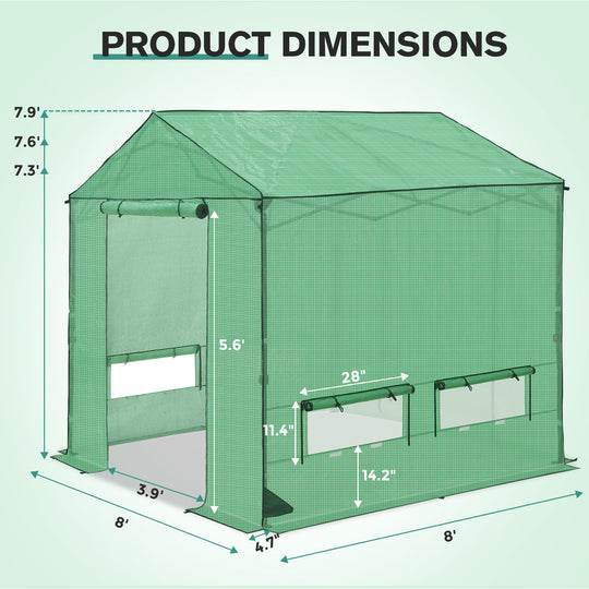 COOS BAY 6x6/ 6x8/8x8 /10x10/12x8 FT Pop Up Greenhouse with Power Access Openings