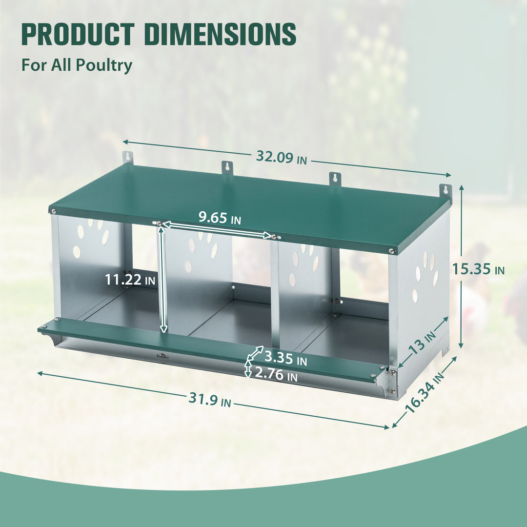 COOS BAY Metal Chicken Nesting Box, Green