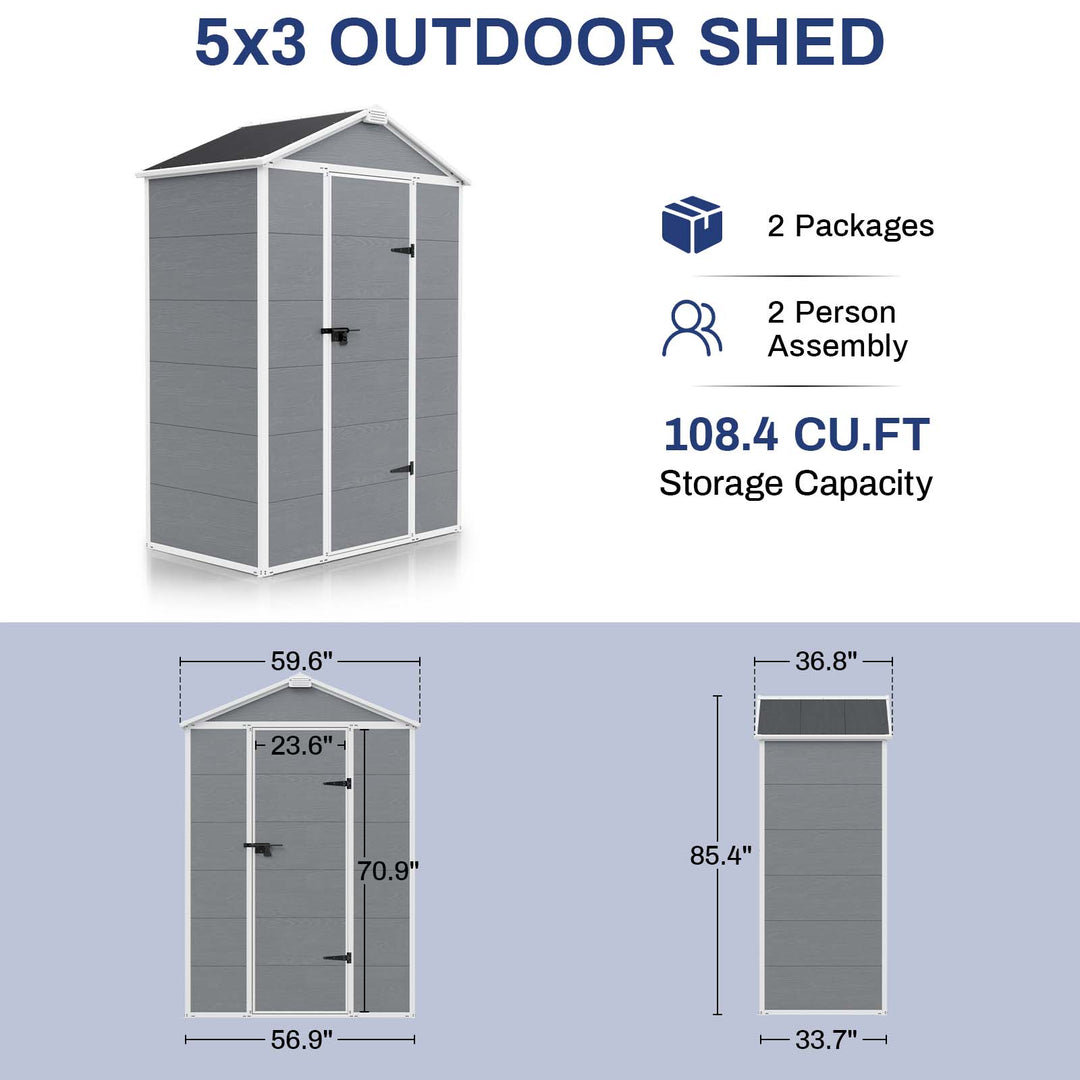 COOS BAY 5x3/6x4/8x6/8x8 Outdoor Storage Shed