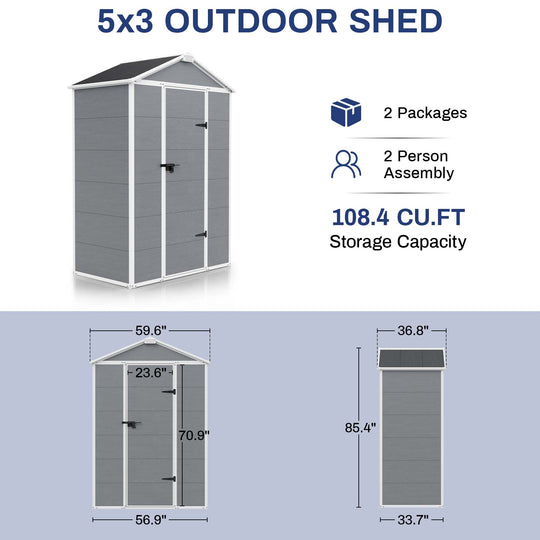COOS BAY 5x3/6x4/8x6/8x8 Outdoor Storage Shed