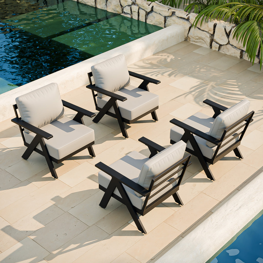 COOS BAY Iron Luxe Modern Outdoor Patio Chairs Set of 2/4